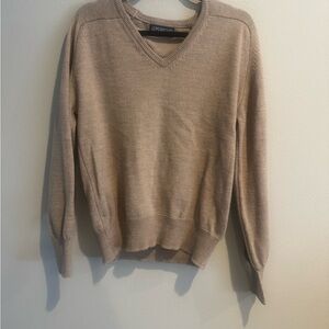 Puritan Vintage Men's Beige V-Neck Sweater